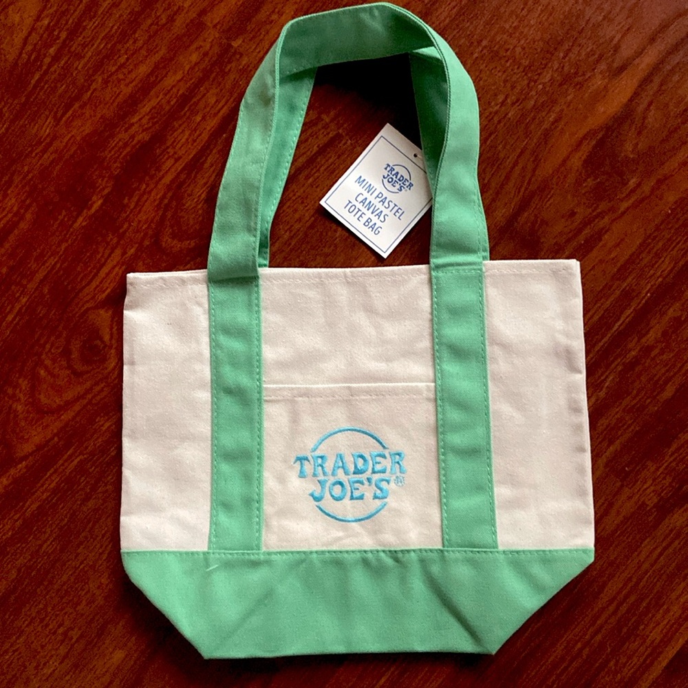 Trader Joe’s pastel green mini tote bag